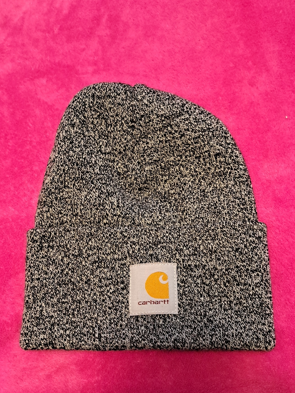 Carhartt Unisex Black & White Marled Knit Toque with Gold Logo